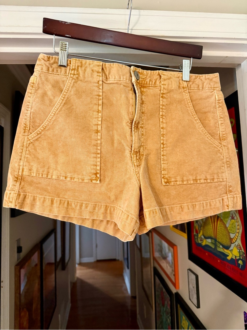 American Eagle Mustard Corduroy High-Waist Women's Shorts